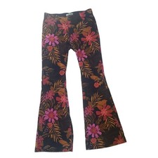 We The Free Floral Flare Leg Elastic Waist Pants Boho Retro Size 30