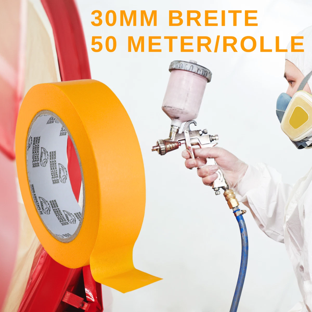 10 Rollen Goldband 30mm Malerkrepp Maler Klebeband Lackierer KFZ Kreppband 50m