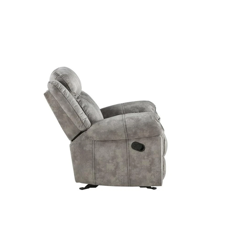 Sofá reclinable de terciopelo ACME Zubaida con base USB en gris de 2 tonos Foto 3 de 4