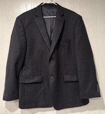 Jos A Bank 1905 Sport Coat Men's 46R Gray Wool Windowpane 2 Btn Double Vented