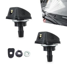 Car Front Windshield Washer Single Hole Adjustable Wiper Nozzle Black 2 Pcs