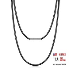 Brown Braided Leather 2MM/3MM Necklace Cord for Men Women 3mm/ 20 inches Black