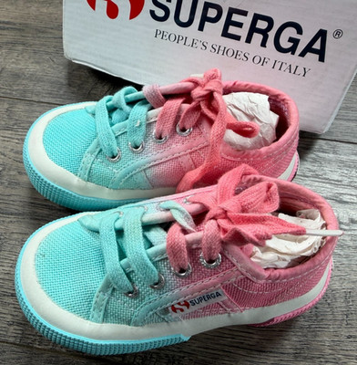 Baby Girl Clothes Superga Size 22 Pink & Blue Italy Tennis Shoes