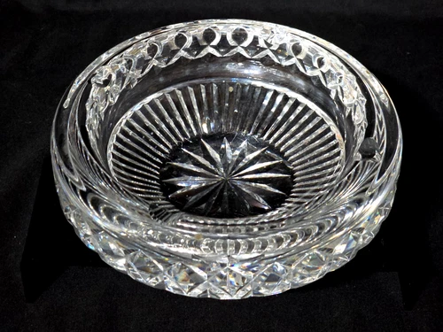 Waterford Crystal Ashtray - 7" Heavy Cut Glass Signed Ireland Vintage Home Decor