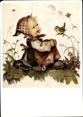 Künstler Ak Hummel, Berta, Mädchen, Vogel, Nr. 5896 - 4742816
