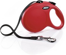 Flexi New Classic Retractable Tape Dog Leash Large 16-Foot Red 110-lb. Dogs