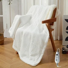 Heated Throw Blanket Electric 50"x60", Soft Waffle Weave to Sherpa Heating Throw