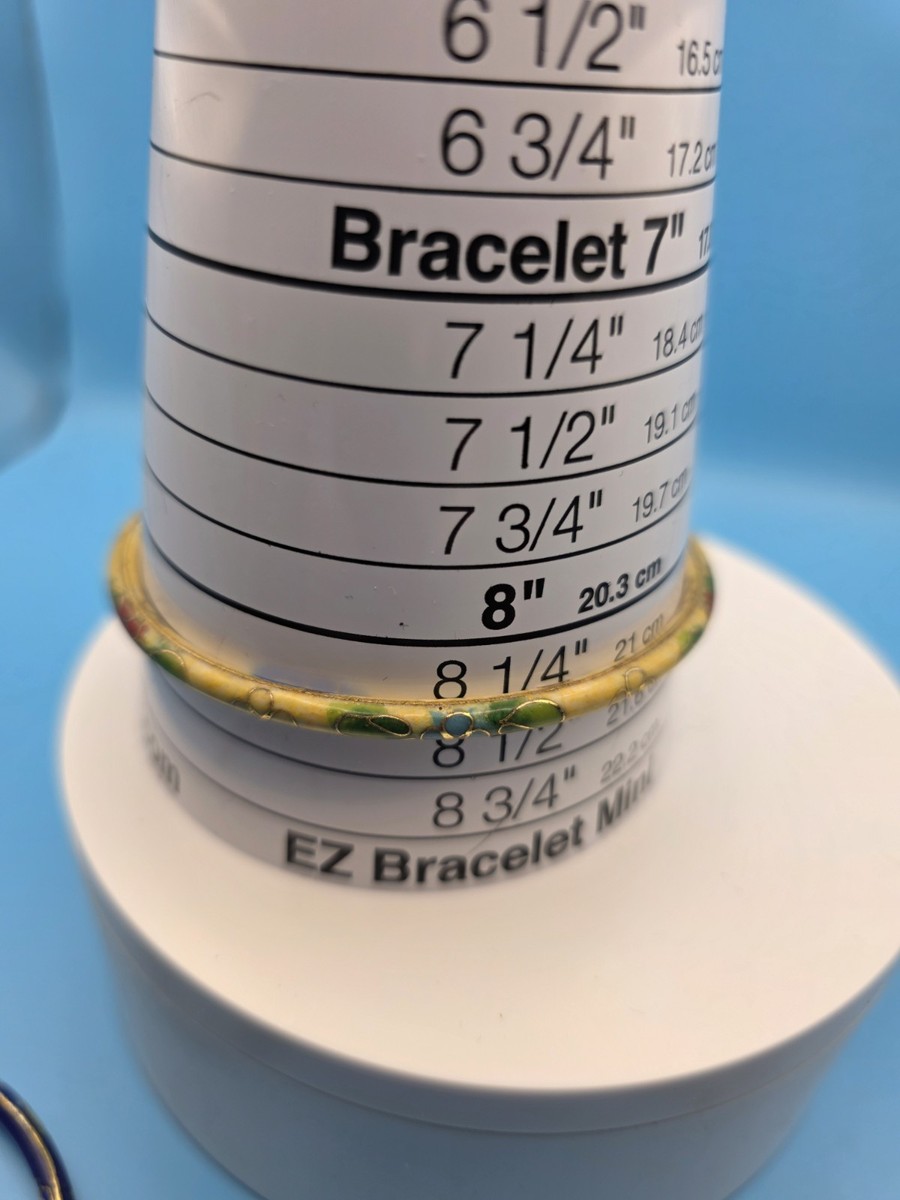 Vintage Cloisonne Bangles Enamel Floral Set of 4 Blue Pnk Grn Ylw 8 1/4"  #0224 View 4