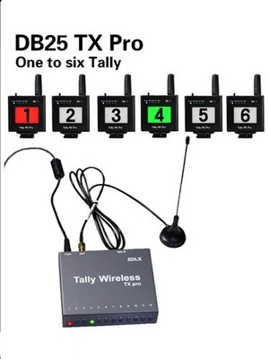 DB25 TX Pro Wireless Tally ONE Transmitter to SIX Receivers