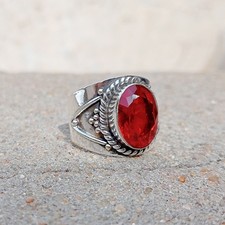 Garnet Gemstone 925 Sterling Silver Handmade Ring valentine day All Size N-2