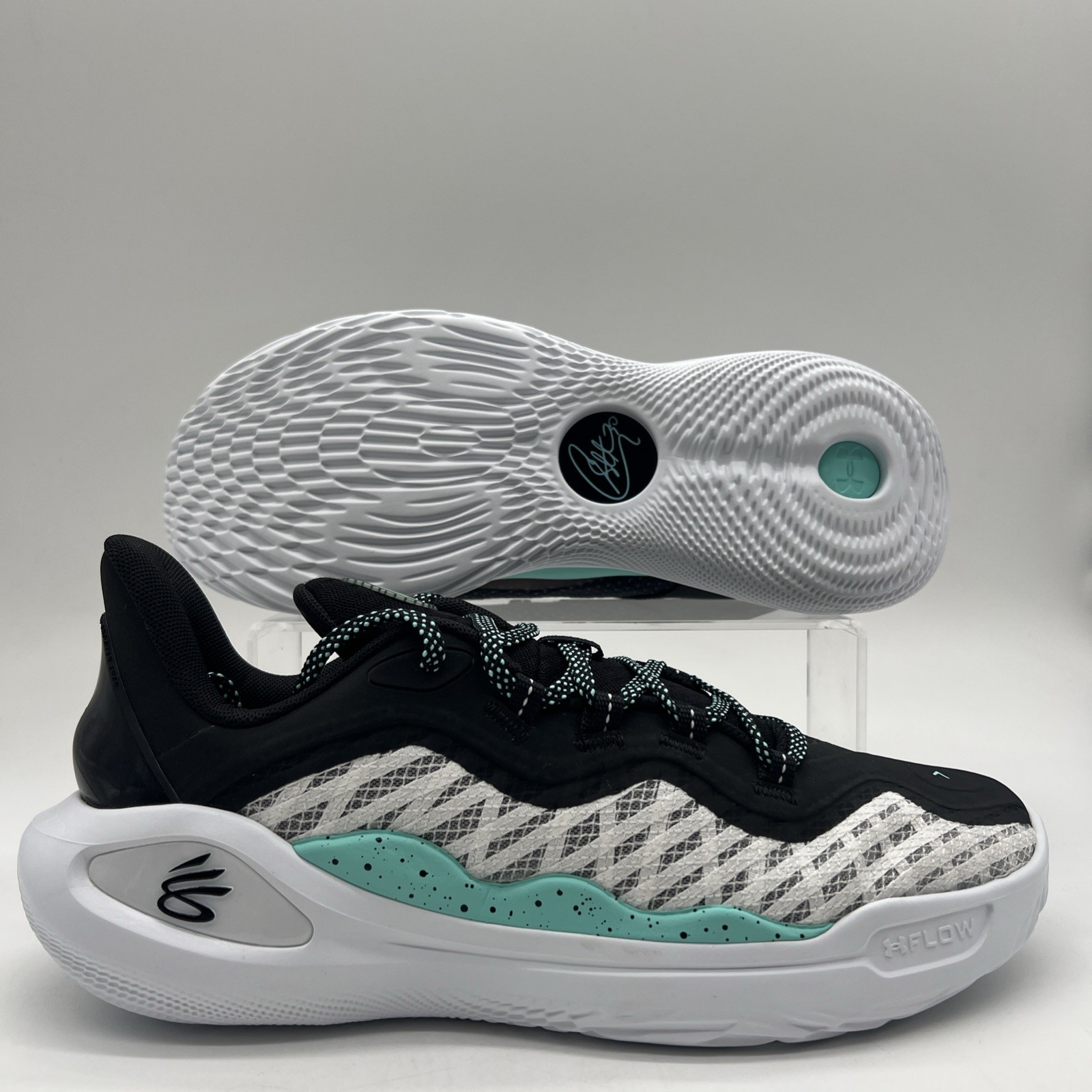 Mens Size 10.5 Under Armour Curry 11 Black Teal Basketball 3