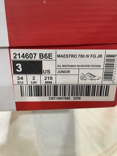Lotto Maestro 700 IV FG Jr Size 3 White Pink Lace Up Girl's Soccer Cleats New - Picture 6 of 6