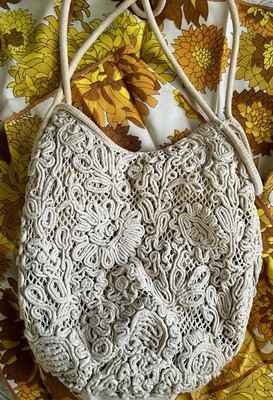 ZARA Cream Crochet Shoulder Bag cotton beach resort vacation