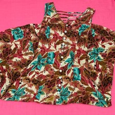 Vintage 90s Dressbarn Cheetah Tropical Florals Maxi Sundress Size 10