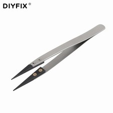 Stainless Steel Ceramic Tweezers - Anti-Static, Heat-Resistant, 5.12 in