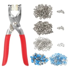 200Set Metal Snap Button Kit 9.5mm Hollow & Solid Prong Snap Buttons Light Blue