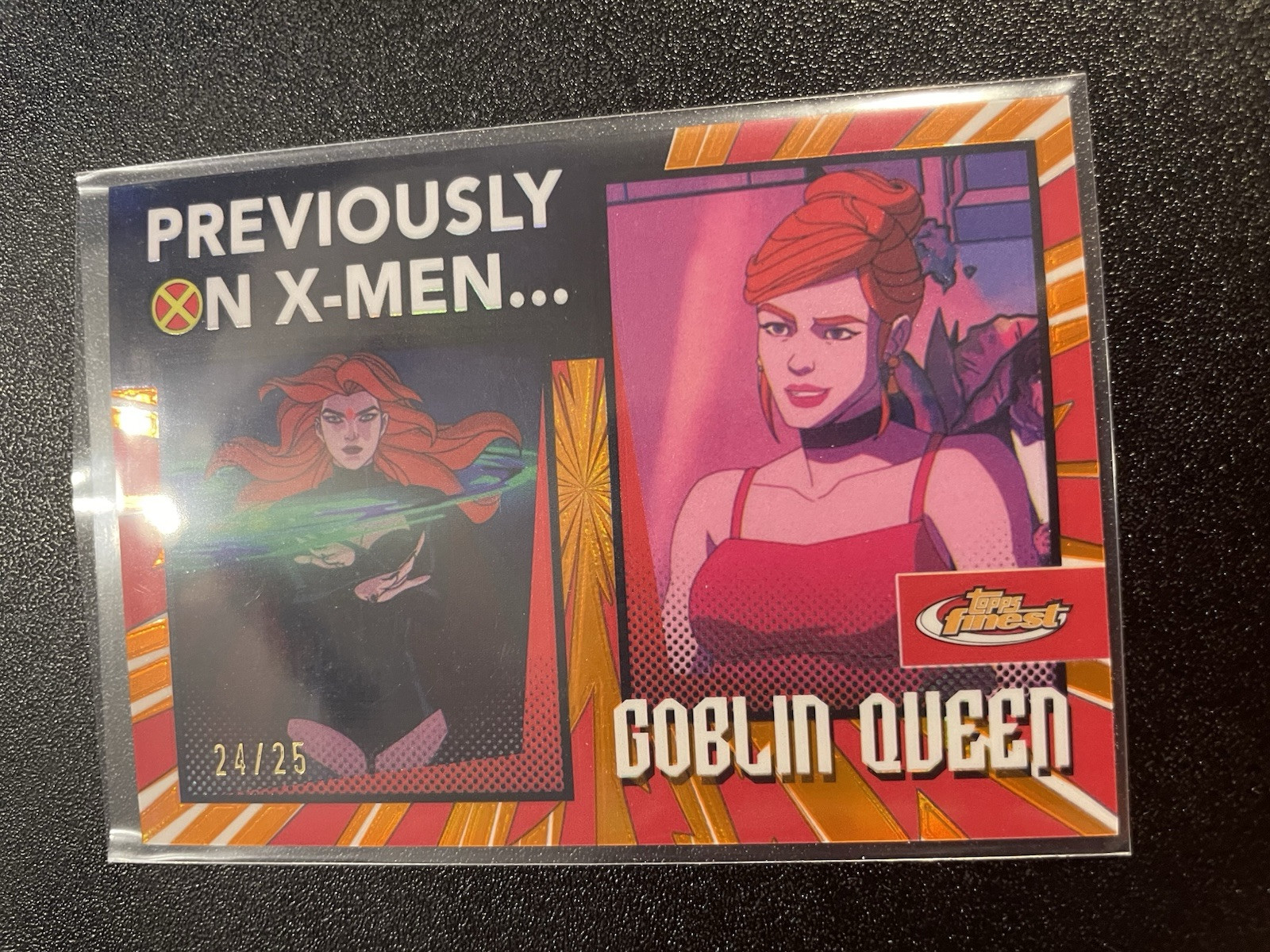 2025 Topps Finest X-Men 97: Goblin Queen Previously On X-Men /25 Orange