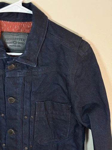 Freenote Classic Cloth Denim Riders Jacket Raw Fleck Indigo Small image 11