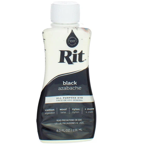 Rit Liquid Black Dye 8 Oz All Purpose Fabric Dye for Cotton Polyester Acrylic