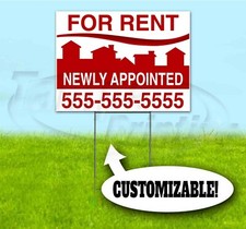 FOR RENT APPOINTED CUSTOM 18x24 Yard Sign WITH STAKE Bandit REALTOR REAL ESTATE