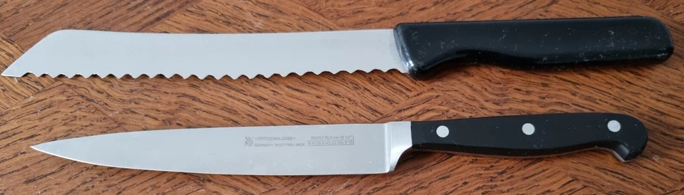 4 gut erhaltene WMF Küchenmesser - Brot / Bratenmesser - Schinkenmesser - Bild 2 von 4
