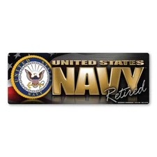 Navy Retired Chrome Bumper Strip  Magnet