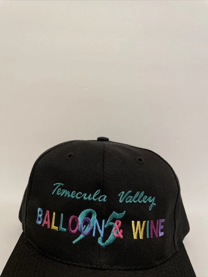 Vintage Temecula Valley Balloon & Wine Black SnapBack Hat Embroidered - Image 2 of 4