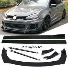 Front Bumper Lip Spoiler Splitter Glossy Black Extension For Volkswagen Jetta