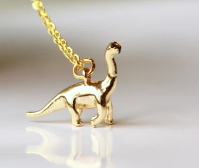 Dinosaurier Halskette vergoldet  Kette Geschenk Frauen Schwester - Bild 1 von 4