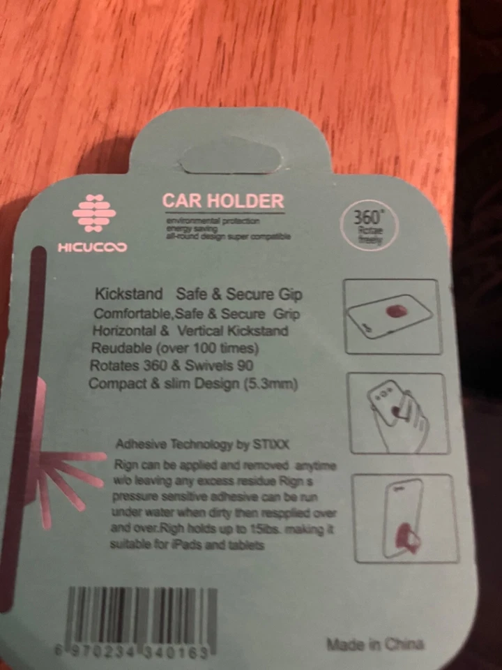 NEW Hicucoo 3 in 1 Multi-purpose Cell-phone Ring Holder Kickstand and Car Mount - Image 2 of 2