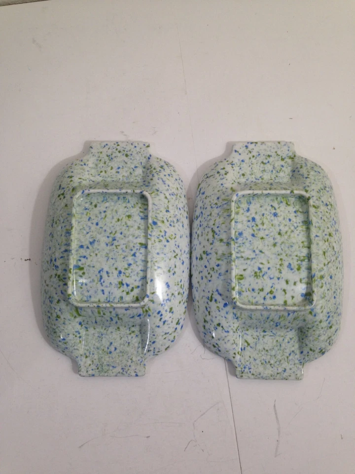 2 MCM Midmod Melamine Confetti Ashtray Irwin-Willert Co, No. 100, Green/Blue - Image 2 of 4