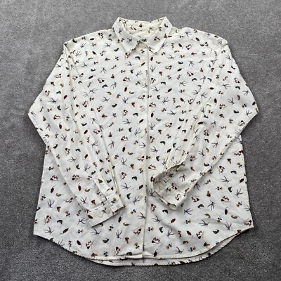 #ad Northern Reflection Classic Floral Leaf Button Up Shirt Men#x27;s Size L Ivory Tan $15.59