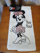 NEW 2 Pack Disney Minnie Mouse Kitchen Hand Dish Towels Cotton Red White Black