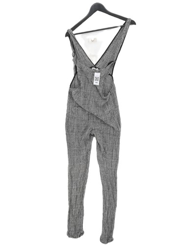 Mango Women's Jumpsuit S Black Checkered Viscose with Cotton Skinny Jumpsuit