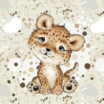Stoff Panel Sweat French Terry Sommersweat Savanne Leopard beige 40x50cm