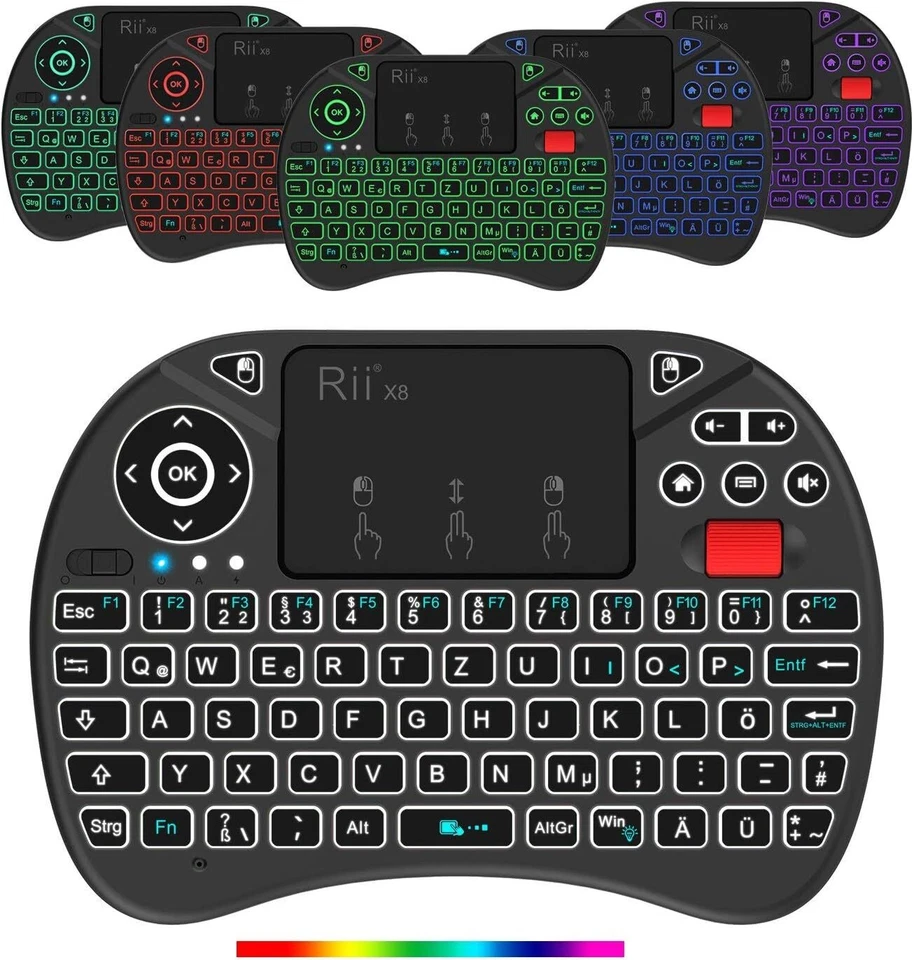 Rii X8 Mini Smart TV Tastatur Touchpad Kabellos Hintergrundbeleuchtung Scrollrad - Bild 2 von 4
