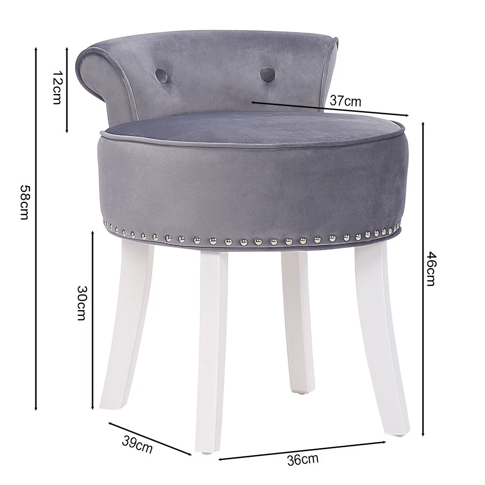 Velvet Soft Dressing Table Chair Small Guest Reception Stool Button Padded Seat