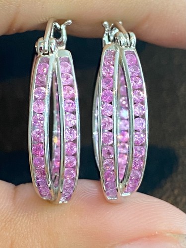 NATURAL PINK SAPPHIRE STERLING SILVER 925 EARRING - 第 1/7 張圖片