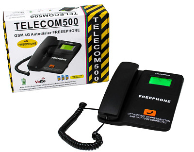 TELECOM500 Auto-Dialler 4G GSM Freephone mit Freisprech Kurzwahltaste, SIM