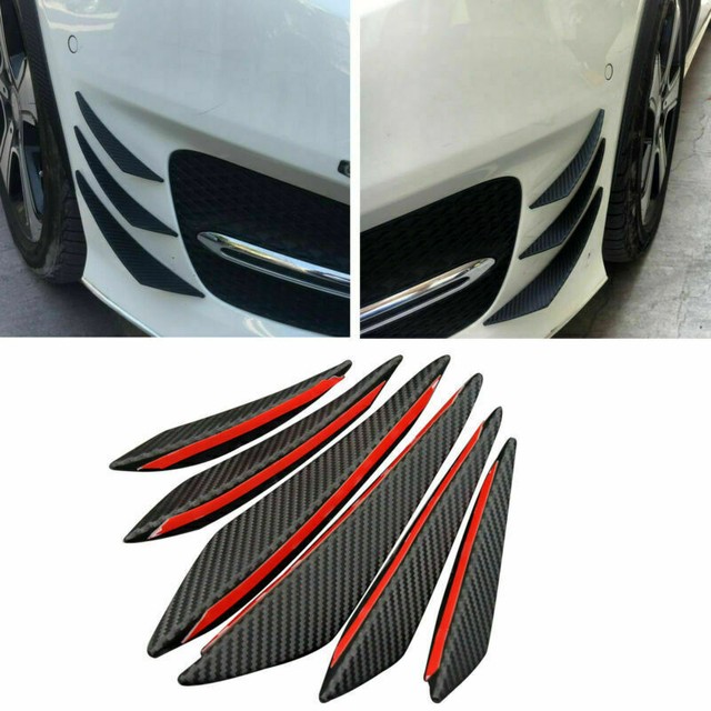6pcs Universal Carbon Fiber Car Front Bumper Fins Spoiler CANARDS Refit