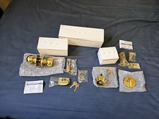 Combo Entry Door Knob and Single Cylinder Deadbolt Lock Set Gold 4 Keys - New