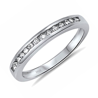Women's 925 Sterling Silver,Brilliant Cubic Zirconia Band Ring #6 7