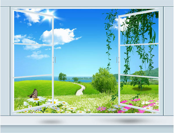 Spring Window Murals Window Scene Wallpaper Mural