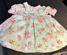 Vintage Carter  s Baby Dress 3 Mo Calico Garden Party Apron Pinafore 1990s