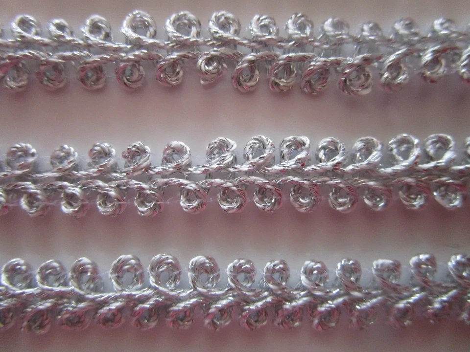 MARKENLOS 50/2Gold Borte Spitze Nichtelastisch Silber 1cm elegante top mode N