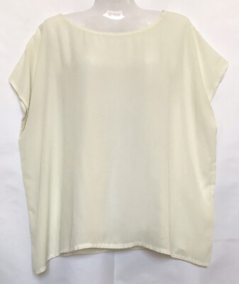 PIKO 1988 Medium/ Large Oversized Cream Ivory Top Boat Neck Semi-sheer Crepe