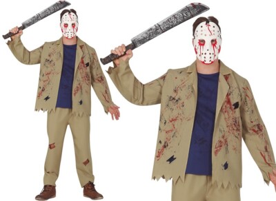 Herren Halloween Horror Killer Kostüm Jason Typ Outfit & Maske fg.