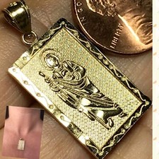 Colgante GOLd St Jude Saint San Juda Judas 14k Sólido Judas Dije Collar 1.20"