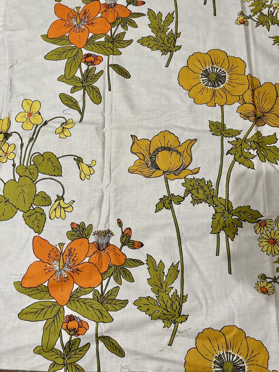 Vintage BloomCraft Original Screen Print Fabric Retro Orange