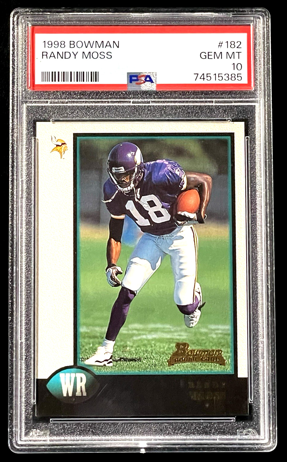 RANDY MOSS 1998 Bowman BASE ROOKIE #182 RC - GEM MINT PSA 10 MINNESOTA VIKINGS